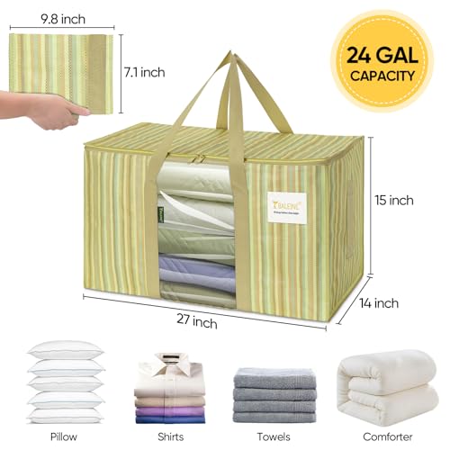 Image of BALEINE 2-Pack Oversized Moving Bags with Reinforced Handles, Heavy-Duty Storage Tote Moving Supplies for Packaging, Camping (Color Stripe, 2-Pack)