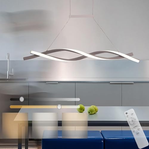 Lampe de cuisine suspendue design gris 80cm, lustre haut de gamme réglable