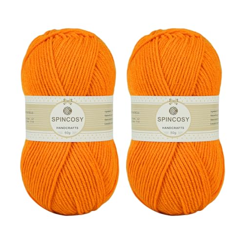 Image of 2 Pcs Crochet Yarn, Feels Soft 280 Yards Assorted Colors 4ply Acrylic Yarn,Yarn for Crochet & Hand Knitting (Orange)