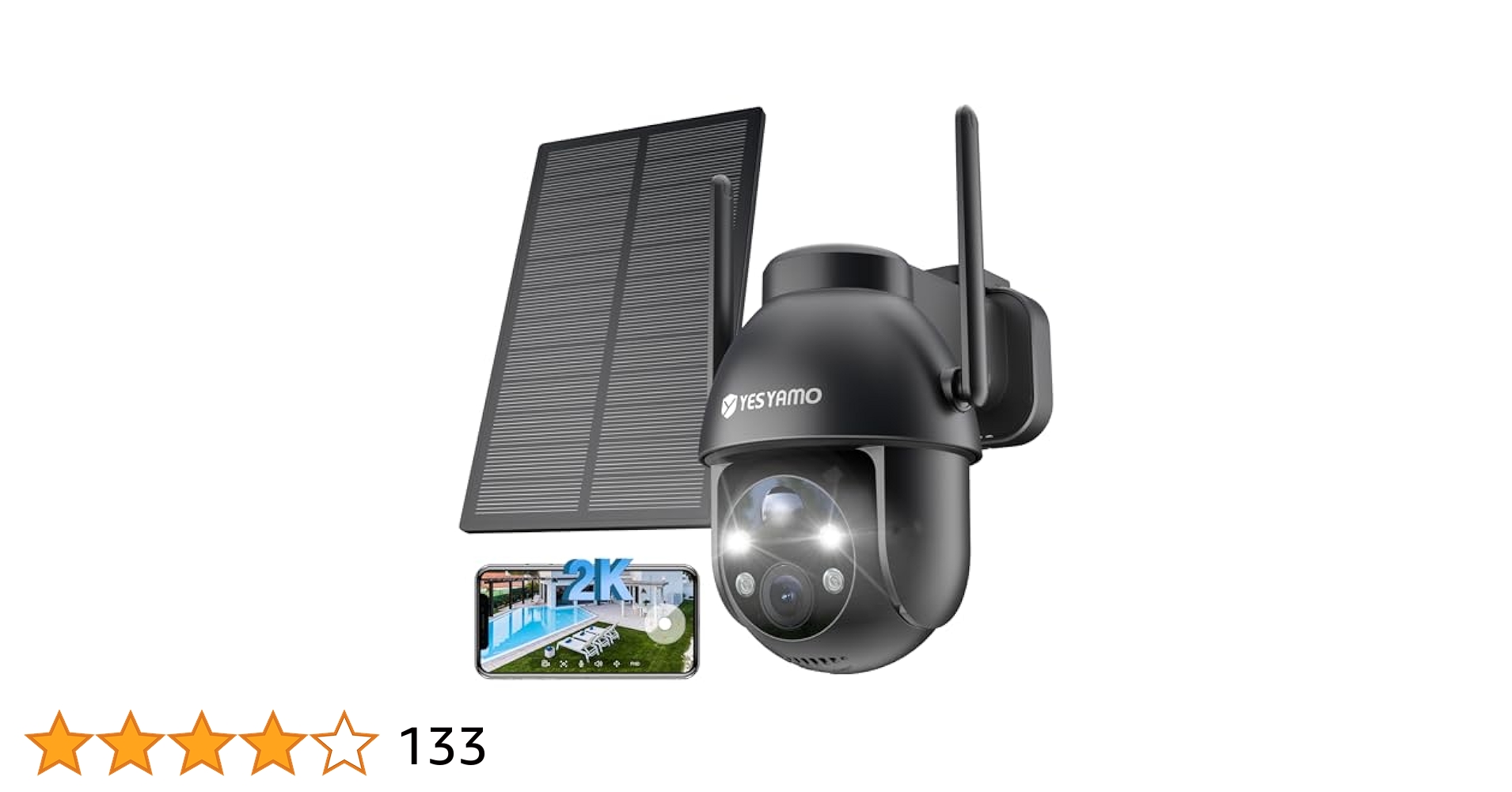 YESYAMO Solar Security Camera Outdoor Wireless, 2K QHD Solar