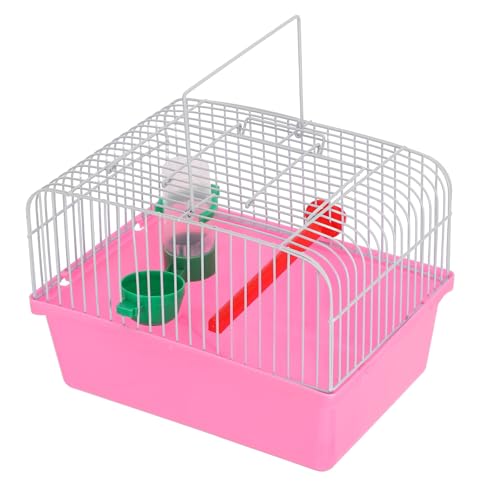 HOMOCONO Jaula Pequeña para Pájaros Rosa Portátil con Interior Espacioso y Accesorios como Percha, Comedero y Bebedero, Adecuado para Loros y Lovebirds en Viajes al Aire Color Aleatorio