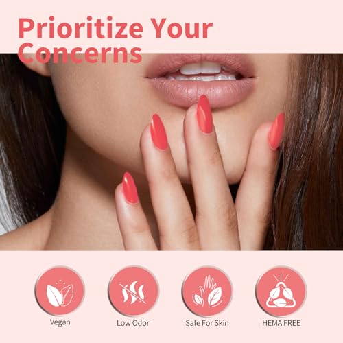 Image of CANNI Red Gel Nail Polish, 1Pcs Orange Red Gel Polish Baby Pink Light Color High Gloss Soak Off U V Manicure Salon DIY