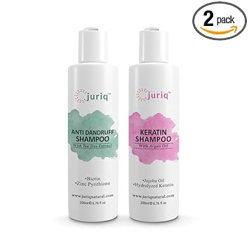 Juriq Anti-dandruff shampoo with tea tree and zinc python 200 ml And Keratin Shampoo 200 ml with argan oil For Smoother and shinner hair | 100% Vegan & Sulphate-Free