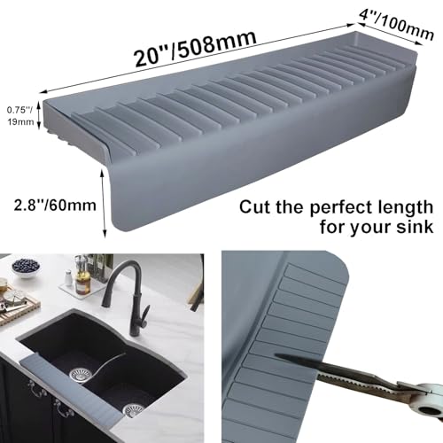 Protector de Borde de Fregadero de Silicona 20" x 4" Gris miniatura 2
