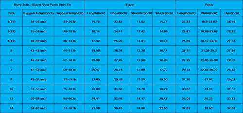 Toddler Kids Boys Suits 5 Piece Set Slim Fit,Blazer Vest Pants Shirt Tie Black Size 6 #TOP3