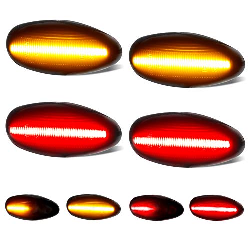 RUXIFEY Sequential Dully Bed LED Side Marker Lights Front Rear Fender Sidemarker Lamps Compatible with 2008-2014 Chevy Silverado GMC Sierra 2500HD 3500HD Smoked, Pack of 2