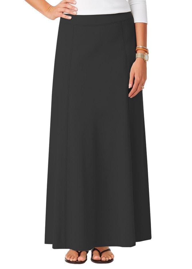Baby'O Women's Stretch Cotton Knit Panel Maxi A-Line Skirt
