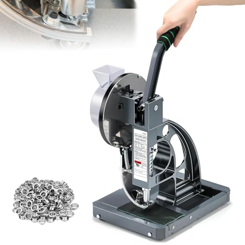 guoyjmm Kit de Herramientas para Máquina Perforadora de Ojales Semiautomática, con 200 Ojales (10/12 mm) para Pancartas, Cuero, Banderas, Zapatos y Cinturones 10MM