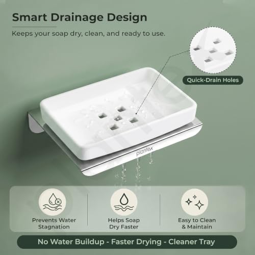 Image of Plantex Stainless Steel with ABS Material Wall Mounted Soap Holder /Soap Case Holder for Bathroom /Bathroom Accessories - (Chrome)