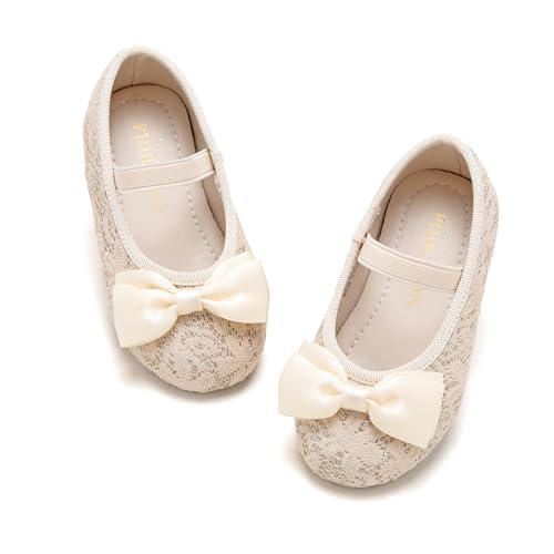 Toddler Flower Girl Dress Shoes - Little Girl Ballet Flats Bow Wedding Party
