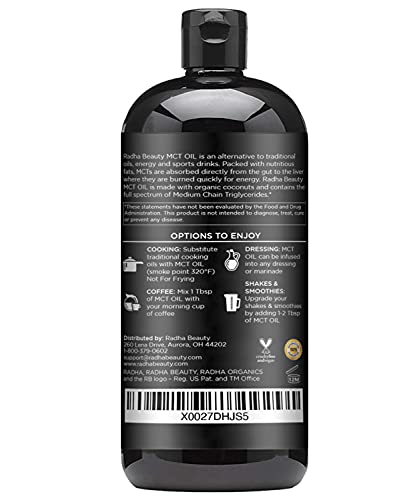 image for Radha Beauty Premium MCT Oil Made only from Non-GMO Coconuts - 15.8oz.