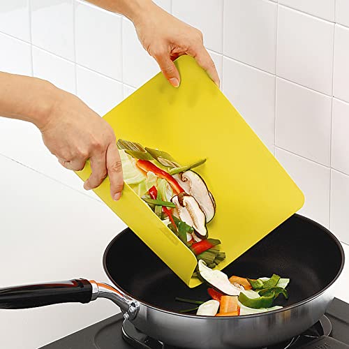 Fantasyon Plastic Cutting Boards Flexible Cutting Mat Colored Chopping Board With Food Icons For Kitchen Meat And Vegetables Set Of 4 #TOP6