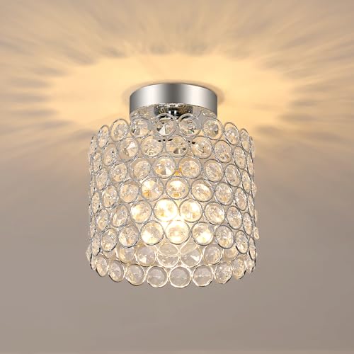 Toolight Lampadario di Cristallo Moderna, Plafoniera Soffitto Creativa E27 Lampade da Soffitto in Cristallo per L'illuminazione di Interni Camera da letto Corridoio Soggiorno (Senza Lampadine)