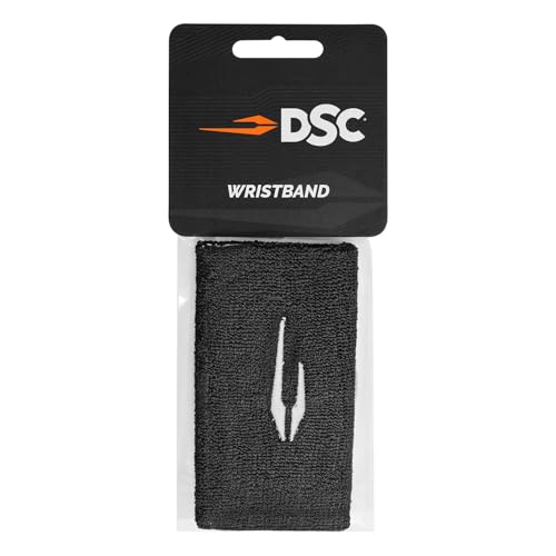 Image of DSC 5-Inch Cotton Sports Wristbands - Extra Long Terry Towel Sweatbands for Cricket, Tennis & Gym - High-Absorbency Athletic Forearm Bands (Black)