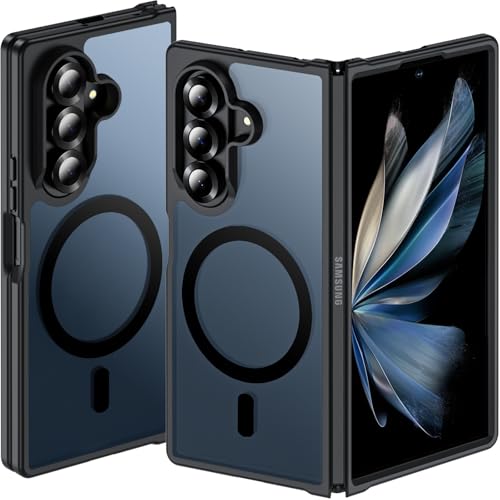 OWKEY Funda para Samsung Galaxy Z Fold 7 con MagSafe, mate translúcida, antihuellas, protección militar, delgada, carcasa rígida para Samsung Fold 7, color negro