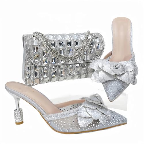 Chaussons pointus pêche de mariage et pochette haute couture