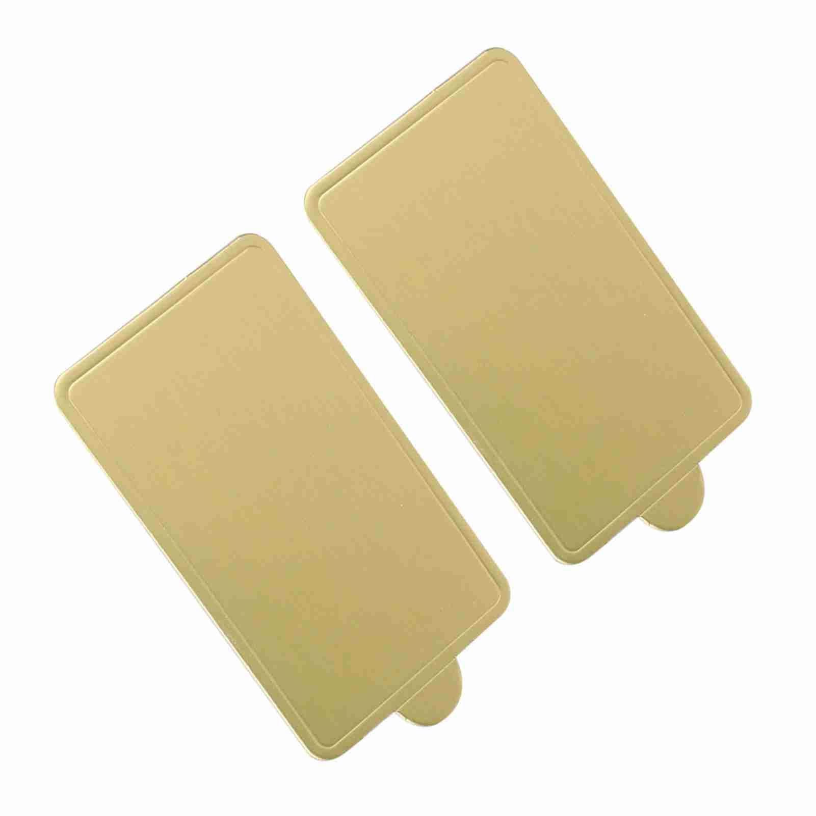 Cocoarm 100 szt. Złote Deski do Ciast Papier Kartonowy Tace Wystawowe na Desery 10 X 6 Cm 10 X 5 Cm Prostokątne Deski do Ciastek na Wesele Urodziny Piekarnia DIY Pieczenie (duży prostokąt)