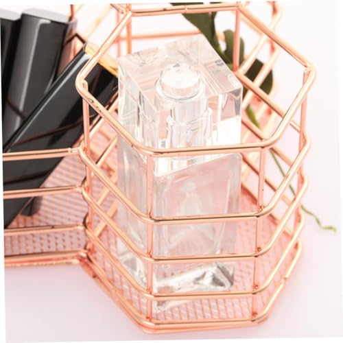 Porte-stylo multifonction or rose pour bureau encombré : pot hexagonal contre le désordre - 7