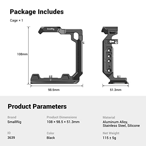 Image of SmallRig Camera Half Cage for Sony Alpha 7R V /Alpha 7 IV /Alpha 7S III /Alpha 1 /Alpha 7R IV - 3639,Black | with Quick Release Plate for Arca