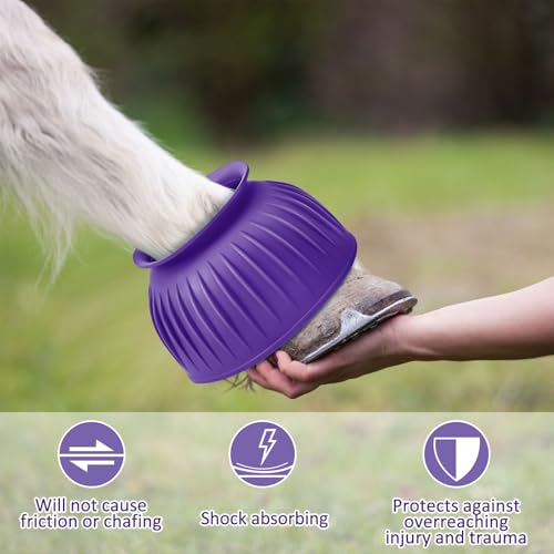 Image of Abbylike Bell Boots for Horses 1 Pair /2 Pair Available, Protect Against Hoof Impact Trauma, Rubber Bell Boots Horse Care for Turnout, No Rub Design Wrap Hook and Loop