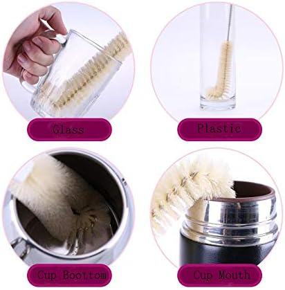 Miniatura 3 de Limpiador de cepillo de limpieza de botellas de mango largo de 16.5 pulgadas con cerdas suaves de jabalí, biberones, fregador, cepillos limpios,