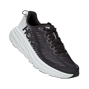 HOKA ONE ONE Women’s Rincon 3 Road Running Shoe (Medium, Black/White, 8)