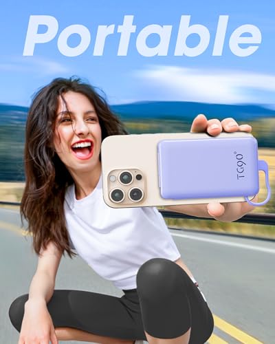 TG90° Portable Phone Charger Ultra Mini Power Bank with Built-in Foldable AC Wall Plug and Cables,5000mAh External Battery Pack Compatible with iPhone 17 16 15 14 Android Smart Devices3