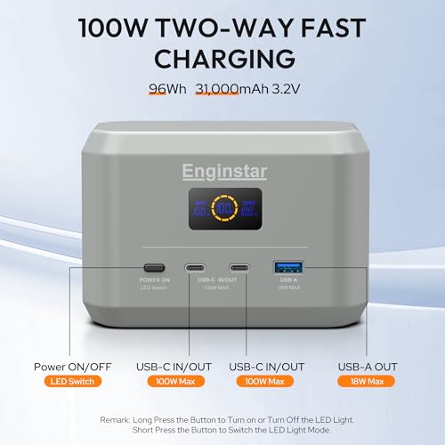 Enginstar Portable Power Station,Outdoor 99Wh LiFePO4 Battery,Solar Generator 100W Two-Way Fast Charging,Power bank for Camping, Traveling, Party and Emergencies - Image 3