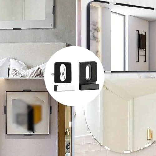 Image of 8-Pack Metal Mirror Clip,Wall Mounting Mirror Holder with Screw Rubber Pad,Heavy Duty Hanger Hook for Photo Frame Display,Mirror,Billboard (Silver)