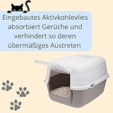 Katzenklo mit Deckel Aktivkohlefilter Katzentoilette Katzen WC Hauben Toilette Klo grau modernes Design