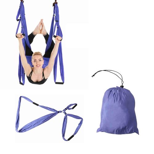 Aerial Yoga Hammock Pilates Stretch Band Aerial Yoga Fitness Hanging Grip Inversion Swing Sling Hammock for Home Practice Yoga Studios(Purple)