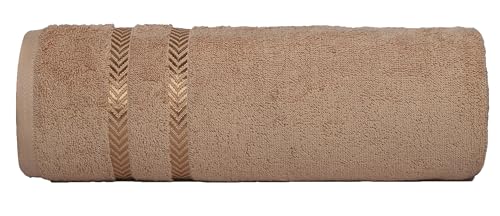 Image of Casa Copenhagen, Super Soft Ember Collection 2 Pieces 100% Cotton Large Bath Towel (Size : 75 x 150 cm) - Brown & Beige