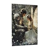 RMYRHQ Charming Mythical Scene,Fairy with Wings,Knight in Armor,Sparkle Lights&Stone Background Wooden Jigsaw Puzzles for Adults 1000 Pieces Vibrant Challenging Puzzle Perfect for Game Nights