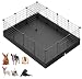 LANGXUN 16pcs Metal Wire Storage Cubes Organizer, DIY Small Animal Cage for Rabbit, Guinea Pigs, Puppy | Pet Products Portable Metal Wire Yard Fence (Black, 16 Panels)