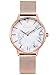 Produktbild Alienwork Armbanduhr Damen Roségold Metall Mesh Armband Edelstahl Weiss Ultra-flach Elegant