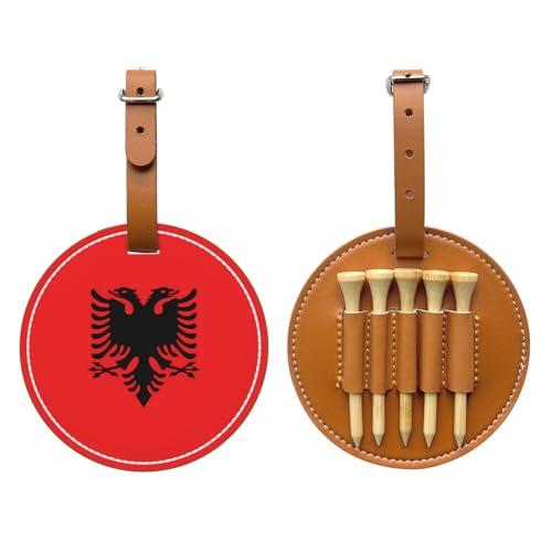 Albanian Flag Brown Golf tee Storage Bag - Durable and wear-Resistant Golf Accessories