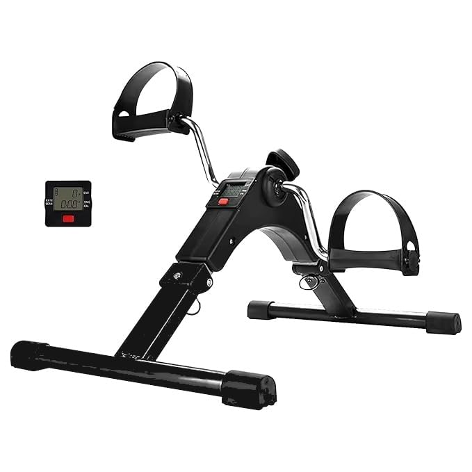 FIRST CHOICE Mini Pedal Exerciser Cycle Bike for Home Gym LCD Counter Foldable Exercise Bike Indoor Fitness Resistance Home Use Mini Bike (Black/Blue) (with Meter) (Black)-image-48