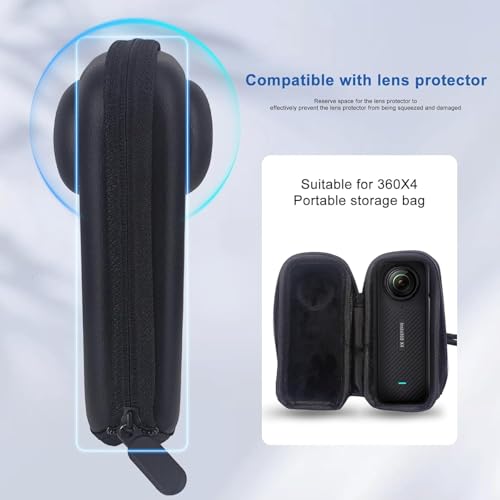 Image of M.G.R.J Portable Carrying Case Cover for Insta360 X5 / X4-8K Waterproof 360 Action Digital Camera (Hard|EVA|Black)