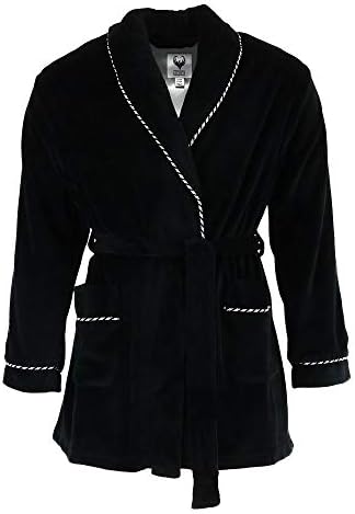 Ascentix Men's Velour Smoking Jacket with Satin Lining, Large / Xlarge, Black