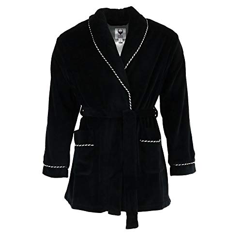 Ascentix Men's Velour Smoking Jacket With Satin Lining, Large / Xlarge, Black #TOP3