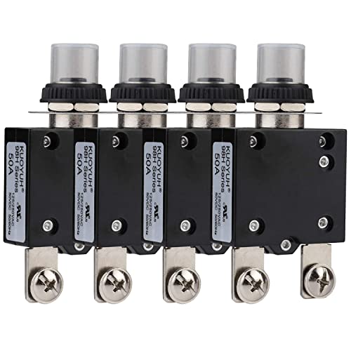 Diyhz Thermal Circuit Breaker, 50 Amp Push Button Manual Reset Circuit Breaker 50V Dc 125/250Vac 50/60Hz With Quick Connect Terminals And Waterproof Button Transparent Cap 4Pcs #TOP19
