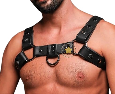 Genuine Leather Men harness, Black Chest Harness with Buckles, Club Wear Gay Adult Chest Body Harness-Gay fetish Harness2