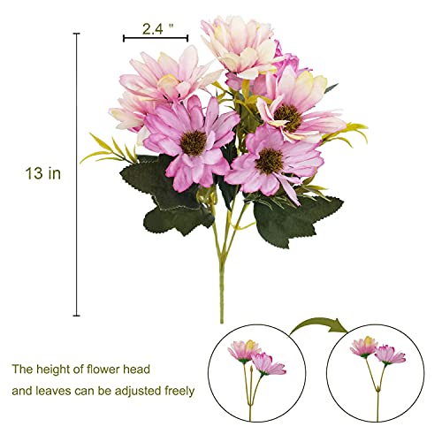 Corvyuc Silk Artificial Flowers 5 Pcs Fake Cosmos Faux Daisy Wildflowers For Indoor Outdoor Home Garden Porch Window Table Centerpieces Vase Wedding Party Decor #TOP2