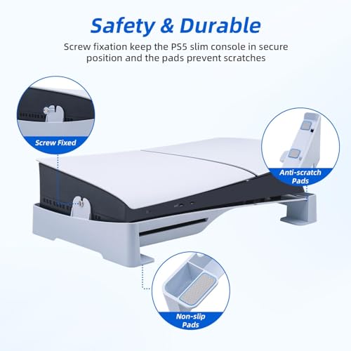 Image of Mcbazel Horizontal Stand forPS5 Slim PS5 Pro, Durable Base for PS5 Slim /Pro, Space-Saving Design with Secure & Sleek Appearance
