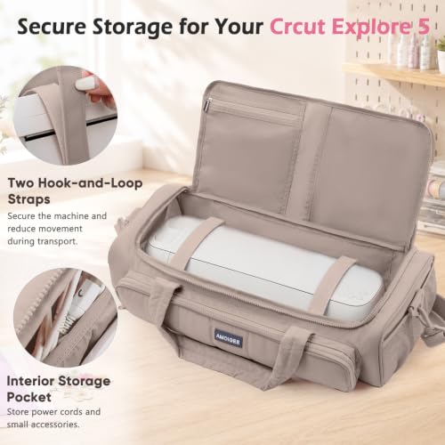 Image of AMOIGEE Puff Carrying Case for Cricut Explore 5, Quilted Storage Bag for Die-Cutting Machine, Travel Craft Tote with Pockets for Vinyl, Tools, Mats and Cricut Accessories and Suppliers