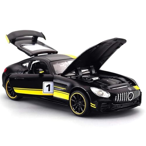 Image of Bebbly 1:32 Scale AMG GTR Mercedes Benz Metal Pullback Diecast Car for Kids with Openable Doors, Sound, Light Effects Toy for Car Enthusiasts (Black, Red)