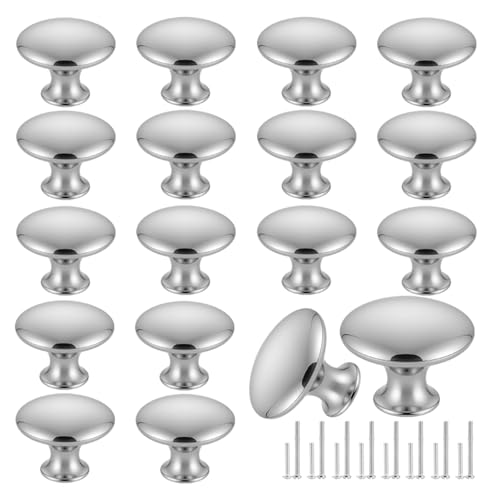 Romeda 18 Piece Drawer Knobs, Silver Cabinet Knobs with Screw, 30mm Drawer Pulls for Dresser, Kitchen, and Cabinet Drawers