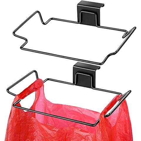 HNYYZL Trash Bag Holder,2 Pack Trash Bag Holder for Cabinet Door and Cupboards,Stainless Steel,Black,Plastic Bag Holder under Sink,Use for Kitchen,Bathroom,Camper,Rv Cover