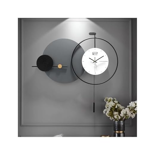 Large Modern Wall Clock for Living Room,Decorative Silent Battery Operated Wall Clock with Pendulum Metal Wall Art for Kitchen/Bedroom/Entryway/Office Decor