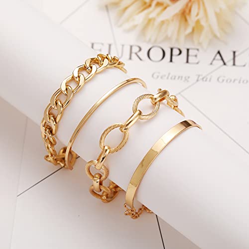 Shining Diva Fashion Latest Stylish Multilayer Gold Plated Bangle Bracelet for Women and Girls